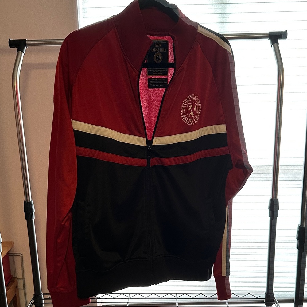 Men's Red and Black Varsity Jacket